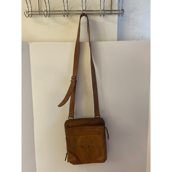 Fossil Handbags - Fossil Brown Leather Crossbody Adjustable Strap Wallet Card Holder 8"x10"